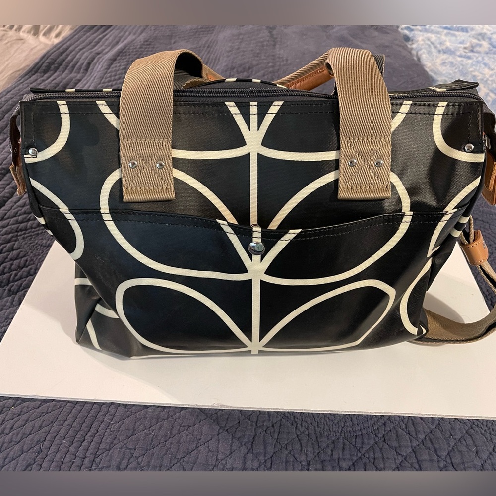 Oral Kiley coated cotton crossbody tote.